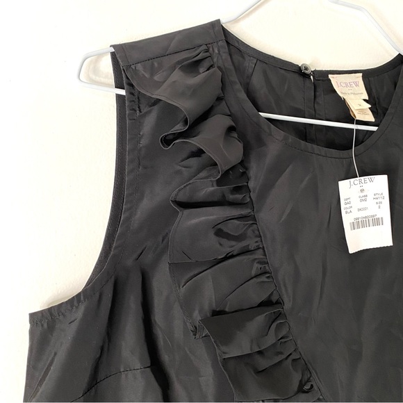 J. Crew Black Ruffled Sleeveless Top NWT - Picture 2 of 6